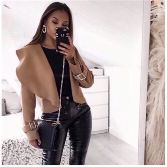 Paris&Pearle Jackets & Blazers - Coco Bronze Waterfall Collar Buckle Sleeve Jacket